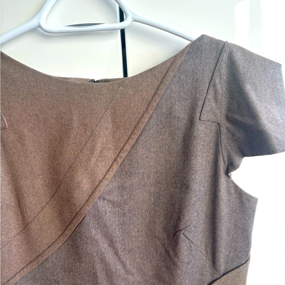 Zac Posen Grey Brown Wool Blend Stripe Shift Dress - Picture 4 of 11